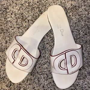 Women’s White Christian Dior leather sandals